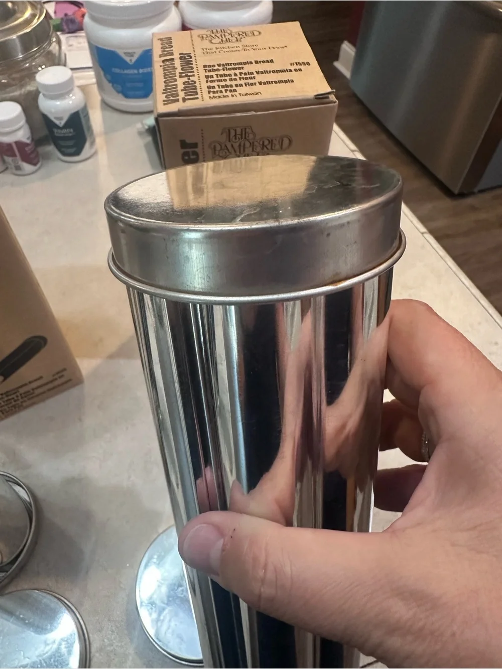 Set of 3 - The Pampered Chef Stainless Steel Bread Tube - Silver